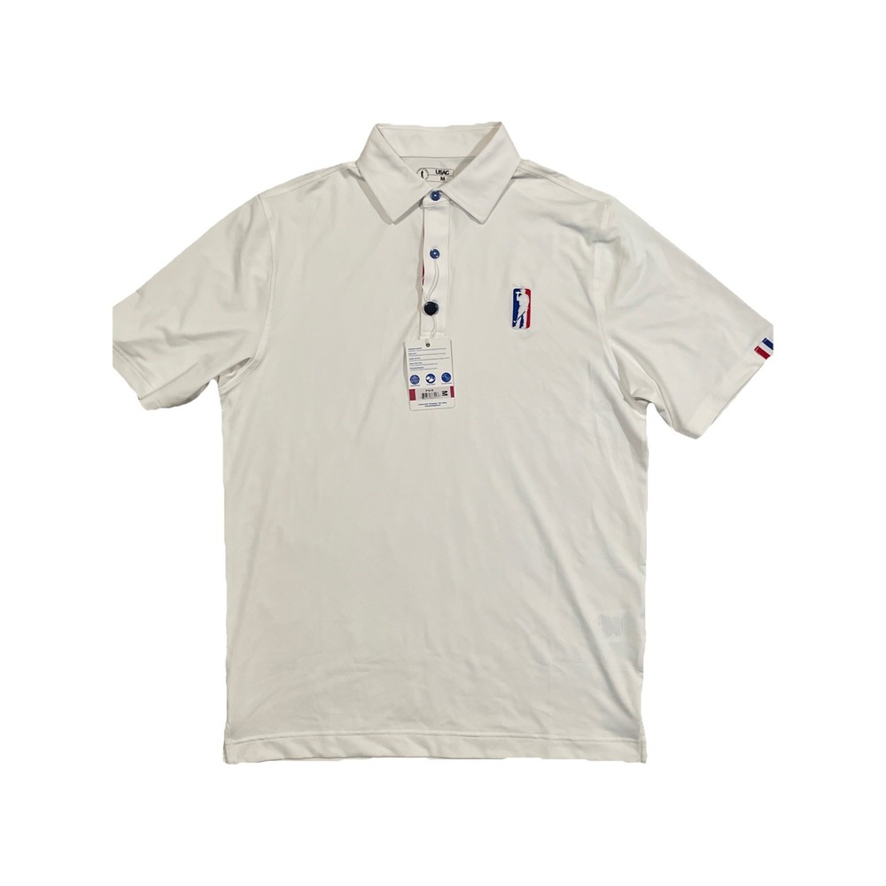 USAG Polo Shirt Adult Medium White Amateur Tour Poly Golf Short Sleeve Cool Logo
